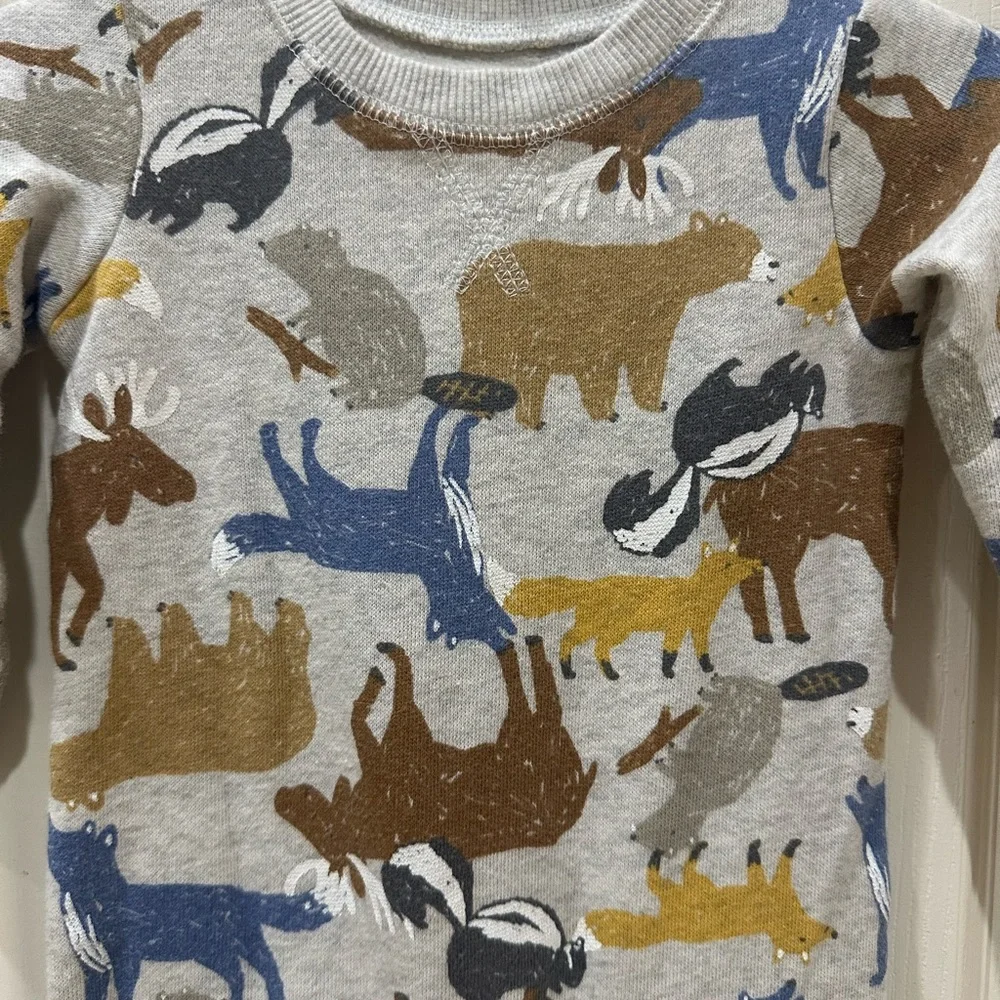 Carters Animal Print Kids 1 Piece Cozy Pjs With Snaps, Fuzy Soft Lining Inside